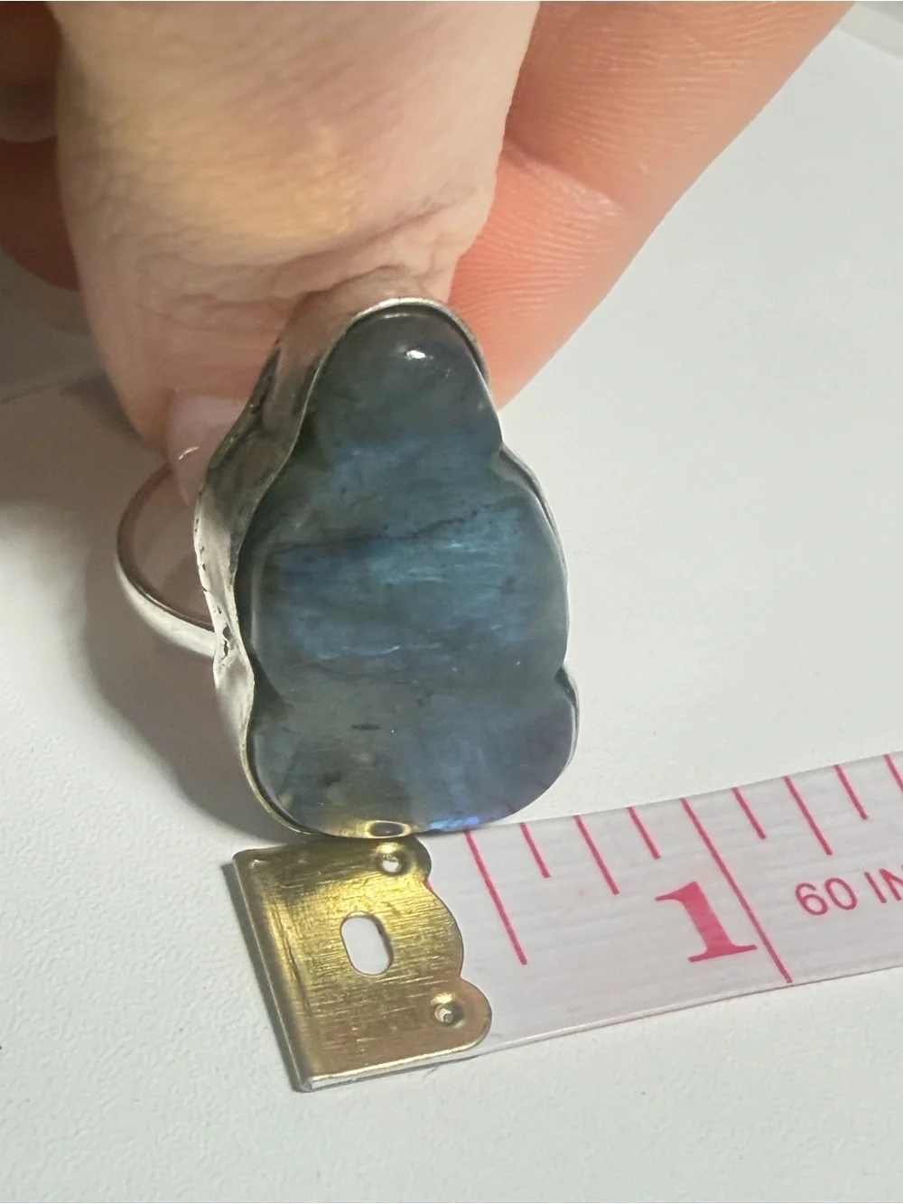 Labradorite Cloud Ring | Electric Blue Flash | Adjustable | 925 Stamped